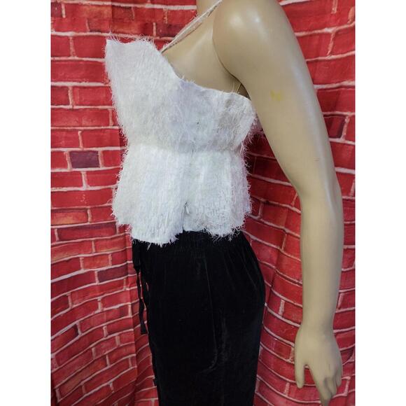 ZARA White TEXTURED TOP Crop Removable Straps Size M NEW #F - Picture 5 of 13